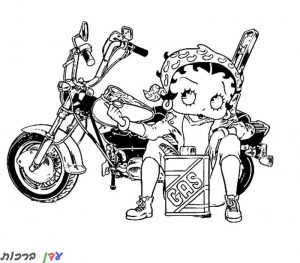 דף צביעה אופנוע עם בובה 1jpg