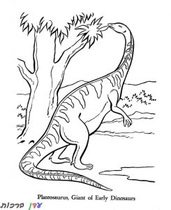 דף צביעה דינוזאור אוכל מעץ 1jpg