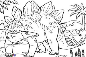 דף צביעה דינוזאור עם קוצים בגב 1jpg