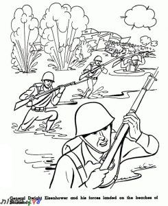 דף צביעה חיילים הולכים במים 1jpg