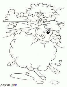 דף צביעה כבשה מוציאה שיניים 1jpg