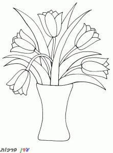 דף צביעה כד עם צמחים ופרחים 1jpg
