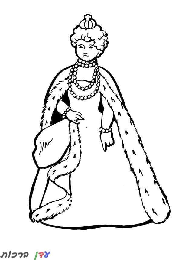 דף צביעה מלכה עם שמלת כלה 1jpg