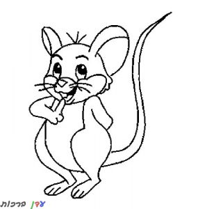 דף צביעה עכבר עם אצבע בפה 1jpg