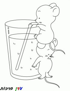 דף צביעה עכבר שותה מים