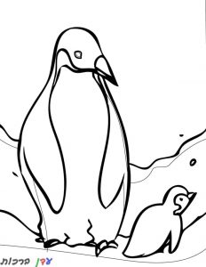 דף צביעה פינגווין הולך עם בנו 1jpg