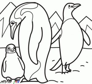 דף צביעה פינגווינים הולכים 1jpg