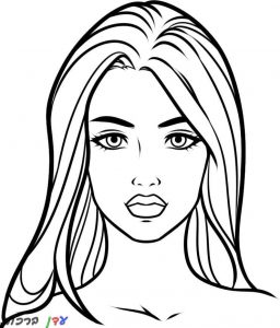 דף צביעה פנים של אישה עם שיער חלק 1jpg