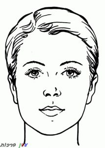 דף צביעה פנים של אישה עם שיער קצר 1jpg