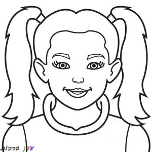 דף צביעה פנים של ילדה עם קוקיות 1jpg