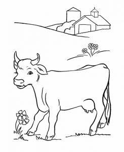 דף צביעה פרות מריחות פרח 1jpg