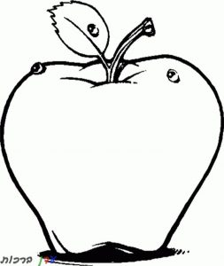 דף צביעה תפוח עם חורים